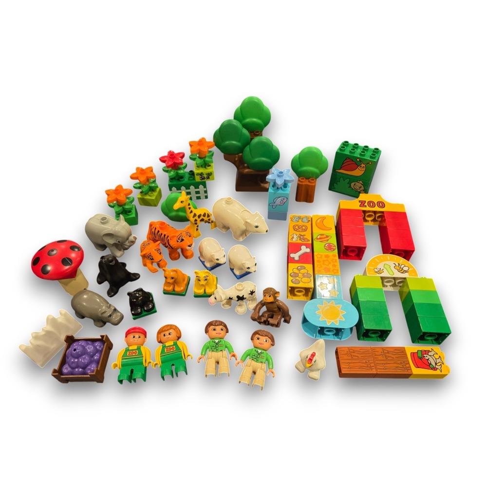 Lego Duplos Zoo Animal Lot Set 19 Figures Plants Tiger Polar Bear Seal etc